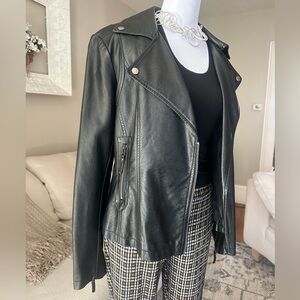 Max Studio Black Faux Leather Vintage Revival Moto Jacket - Size S